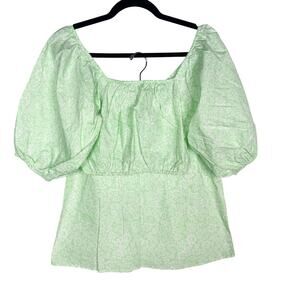 Billabong Green White Medium Tropic Sun Puff Sleeve Crop Top 27 ALine Mini Skirt